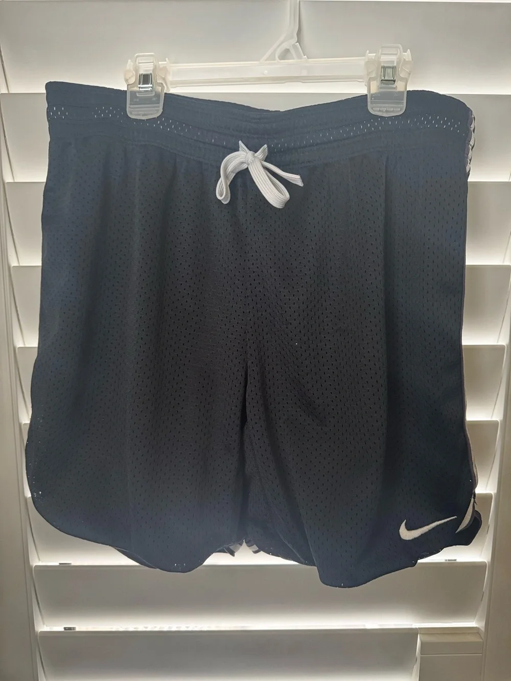 Nike Women’s Black Athletic Mesh Shorts with White Drawstring